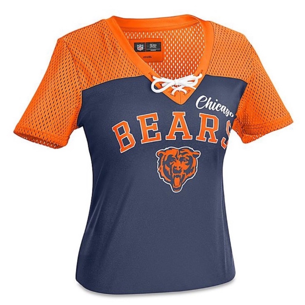 NFL Chicago Bears Women’s‎ Jersey L Large Mesh Team Apparel NWT Tie V Neck